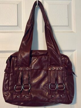 Y2K burgundy faux leather purse